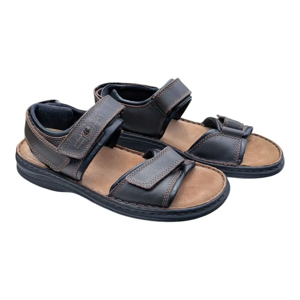 Josef Seibel Rafe Men's Leather Sandals Comfort Walking Brown Black Size 9 EU 42